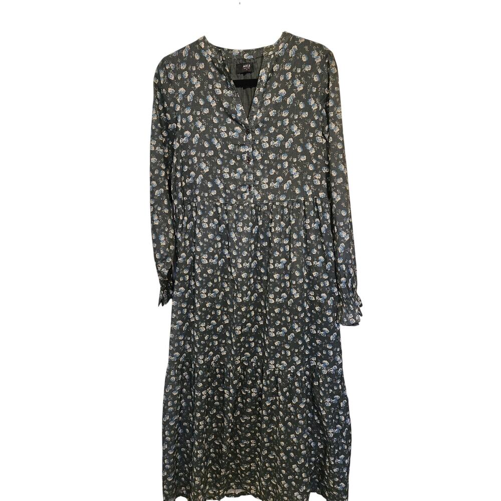 Able the label XS Green Floral dress Maxi Long Sleeve Prairiecore